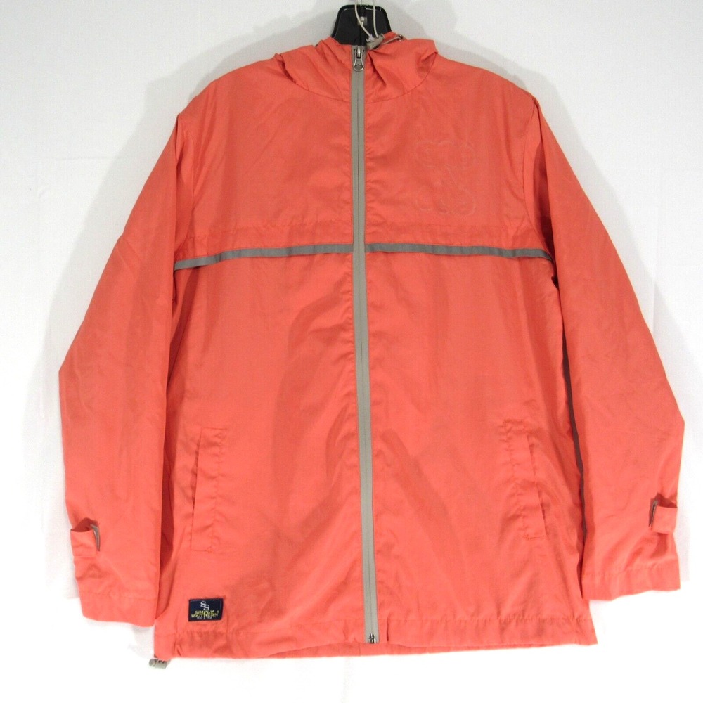 Simply Southern Jacket Youth Large Hooded Windbreaker Reflective Peach Coral